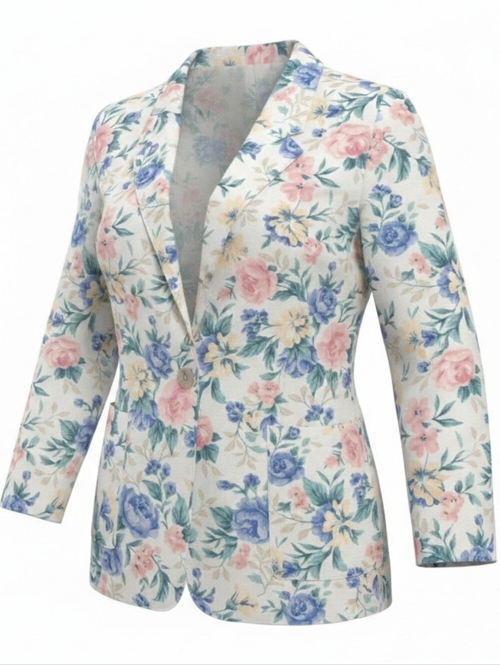 WORTHINGTON | Floral Linen Blend Blazer Jacket Cottagecore Grandma Chic | 12